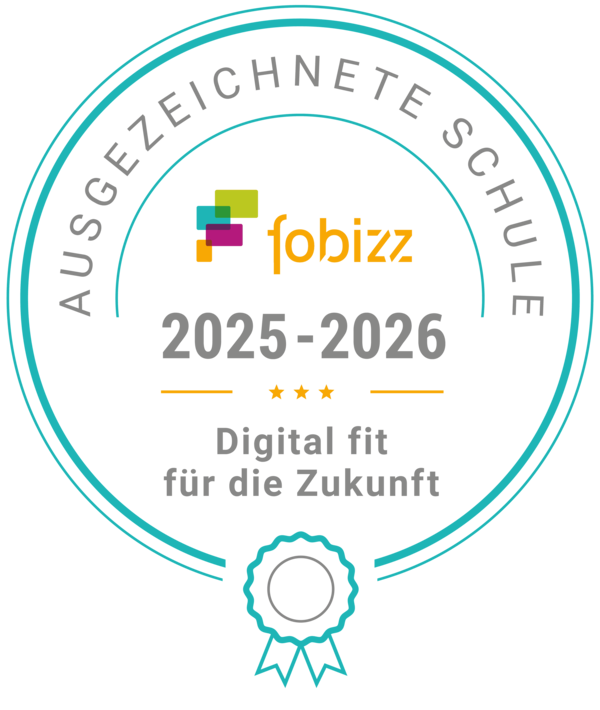 Ausgezeichnete digitale Schule 2025-2026 fobizz Logo - Ausgezeichnete Schule 2025-2026, Digital fit für die Zukunft.